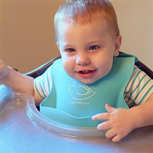 Waterproof Silicone Bib Easily Wipes Clean! Comfortable Soft Baby Bibs Keep Stains Off! Spend Less Time Cleaning After Meals with Babies or Toddlers! Set of 2 Colors (Lime Green/Turquoise) 