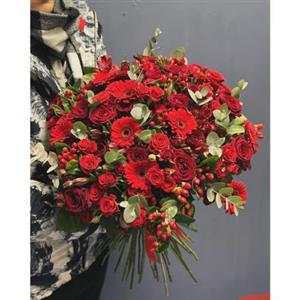 دسته گل عروس رز قرمز جدید 5790