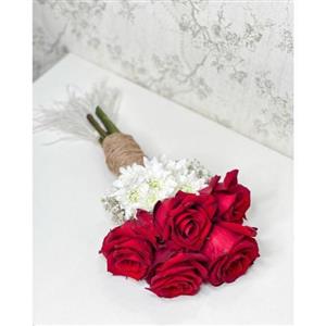 دسته گل عروس رز قرمز و داوودی 5891