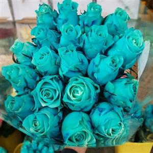 دسته گل رز فیروزه ای 6270