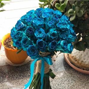 دسته گل رز فیروزه ای 6253
