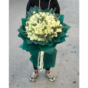 دسته گل رز سفید طبیعی 5842