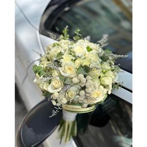دسته گل رز عروس سفید 5861
