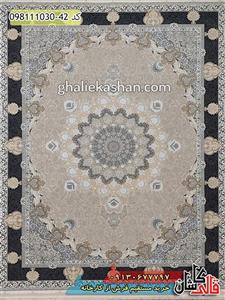 فرش طلاکوب 1000 شانه طرح ترنج دار کد 1439  کاشان گل برجسته