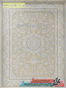 فرش طلاکوب 1200 شانه طرح گل افشان کاشان گل برجسته