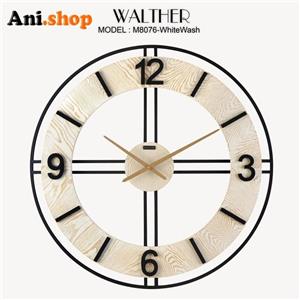 ساعت دیواری قطر 80 ترکیب چوب و فلز M8076_WhiteWash