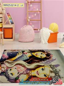 گلیم فرش کودک دخترانه طرح باربی بزرگمهر کاشان 