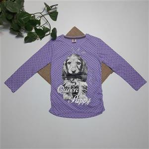 بلوز دخترانه آستین بلند طرح هاپو نگین دار کد 180423