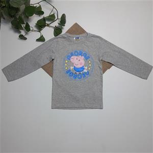 بلوز دخترانه آستین بلند طرح پپا پیگ طوسی رنگ – 5 - 6 سال کد 180356