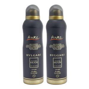 اسپری خوشبو کننده بدن مردانه آنیکا مدل Bvlgari in black حجم 200 میلی لیتر مجموعه 2 عددی