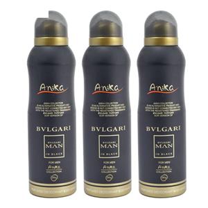 اسپری خوشبو کننده بدن مردانه آنیکا مدل Bvlgari in black حجم 200 میلی لیتر مجموعه 3 عددی
