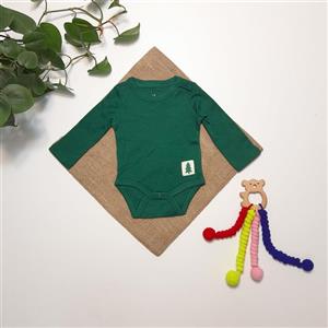 بادی آستین بلند نوزاد so cute طرح سبز ساده 