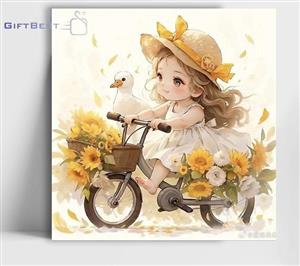 تابلو اتاق کودک دختر دوچرخه سوار