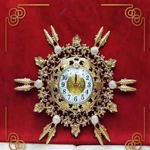 ساعت دیواری برنزی شیک و مدرن با طرح گل و برگ