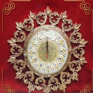 ساعت دیواری برنزی شیک طرح یاس و برگ