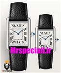 ساعت ست مردانه و زنانه کارتیه مدل تانک بند چرم مشکی صفحه سفید Cartier Tank 020659