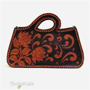 کیف رودوشی قلم زنی زنانه چرم طبیعی مدل SL6581