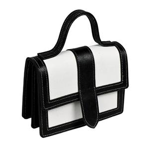 کیف چرم دستی زنانه سفید مشکی کد 105