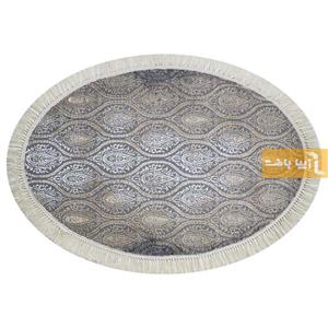 فرش بیضی طرح درباری زمینه طوسی 440 شانه