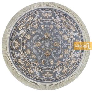 فرش گرد طرح زنبق زمینه طوسی 440 شانه