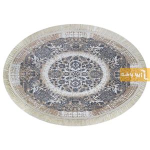 فرش بیضی طرح گلشن زمینه کرم 440 شانه
