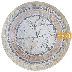 فرش گرد طرح ماربل زمینه کرم 440 شانه