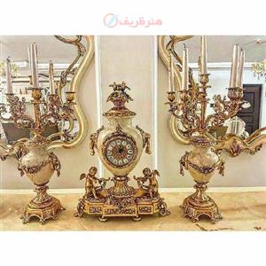 ساعت و شمعدان کوزه ای برنز کد 956