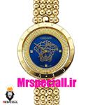 ساعت ورساچه زنانه کوارتز طلایی صفحه ابی قاب متحرک 02032 VERSACE