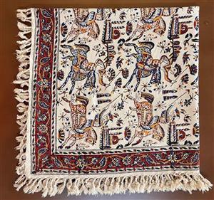 قلمکاری  سفره قلمکار سنتی 80*80 سانتی متر مدل صادراتی چوگان کد 002 