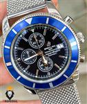 ساعت برایتلینگ مردانه بند استیل حصیری کرنوگراف صفحه مشکی Breitling Super Ocean 01031