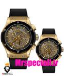 ساعت ست هابلوت مردانه و زنانه کرنوگراف مشکی طلایی 0966 HUBLOT BIG BANG