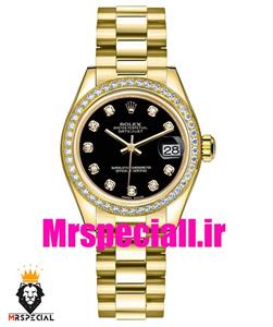 ساعت رولکس زنانه دیت جاست کوارتز طلایی قاب نگین 5887 ROLEX DATEJUST