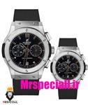 ساعت ست هابلوت مردانه و زنانه کرنوگراف استیل صفحه مشکی 01649 HUBLOT BIG BANG