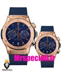 ساعت ست هابلوت مردانه و زنانه کرنوگراف رزگلد صفحه ابی 01648 HUBLOT BIG BANG