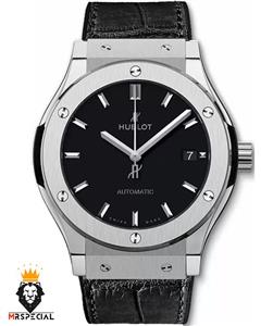 ساعت هابلوت مردانه اتوماتیک بند رابر روکش چرم مشکی صفحه مشکی 2566 HUBLOT BIG BANG