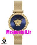 ساعت مچی زنانه ورساچه کوارتز بند حصیری طلایی صفحه ابی 0859 VERSACE