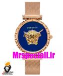 ساعت مچی زنانه ورساچه بند حصیری رزگلد صفحه ابی 02027 VERSACE