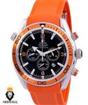 ساعت امگا سیمستر مردانه کرنوگراف بند رابر نارنجی صفحه مشکی OMEGA SEAMASTER 01240