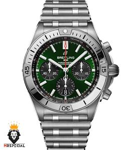 ساعت مچی مردانه برایتلینگ بند استیل کرنوگراف صفحه سبز BREITLING 01236