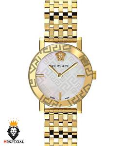 ساعت مچی زنانه ورساچه کوارتز طلایی صفحه سفید 01184 VERSACE