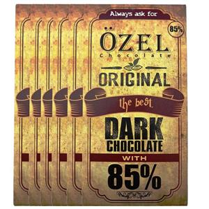 شکلات تلخ 85 درصد اوزل مقدار 80 گرم بسته 6 عددی