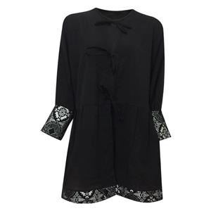 مانتو زنانه مدل عروسکی کیمانو تافته کد tm-2775 رنگ مشکی