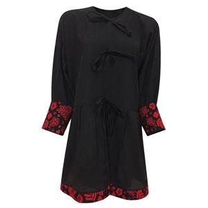 مانتو زنانه مدل عروسکی کیمانو تافته کد tm-2771 رنگ مشکی