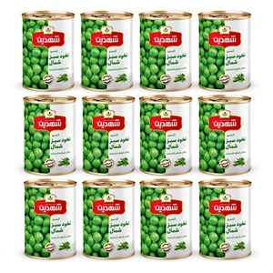 کنسرو نخود سبز شهدین - 370 گرم بسته 12 عددی
