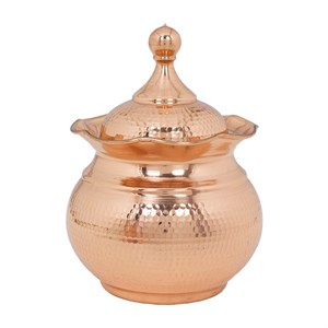قندان مسی مدل توپی بدون پایه لب کنگره نقره کوب زنجان کد za07443300