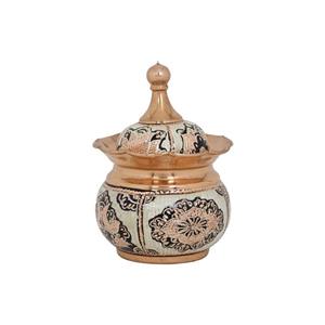 قندان مسی مدل توپی بدون پایه لب کنگره نقره کوب زنجان کد za07443300