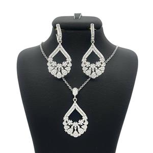 نیم ست نقره زنانه مدل فلاور و اشک کد 158 -