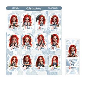 برچسب لاژید مدل اسم هلسا طرح کارتونی به همراه نشانگر کتاب