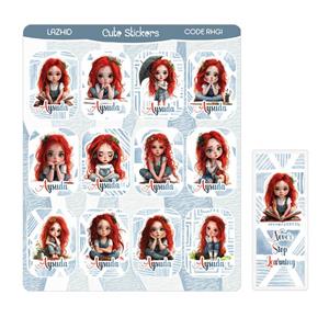 برچسب لاژید مدل اسم آیسودا طرح کارتونی به همراه نشانگر کتاب