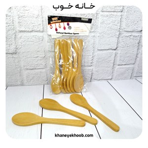 ست قاشق ادویه و پیمانه چوبی بامبو ۹ سانتی‌متری (بسته ۶ عددی)